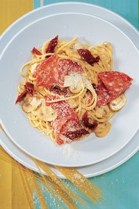 Spaghetti mit Salami