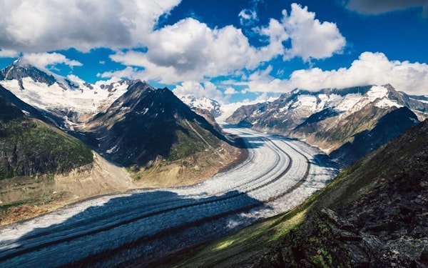 Ansicht von Gletscher in den Schweizer Bergen
