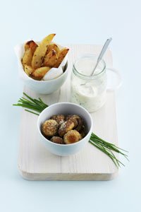 Ofenkartoffeln und Champignons mit Kräuterquark