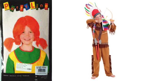 Zurückgerufene Artikel: Perücke Pipi und das Kostüm Native Americal Role Play