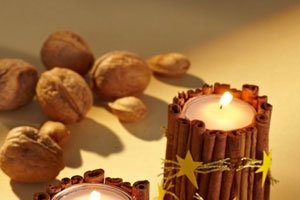 Kerzenständer basteln: duftende Zimtlichter